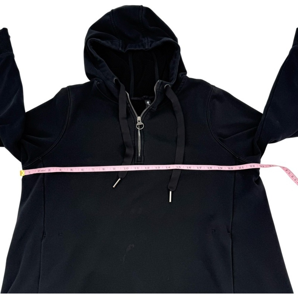 ATHLETA Large Cozy Karma Half Zip Hoodie Black Fleece High-Low Sporty Cozy *FLAW - Picture 5 of 13